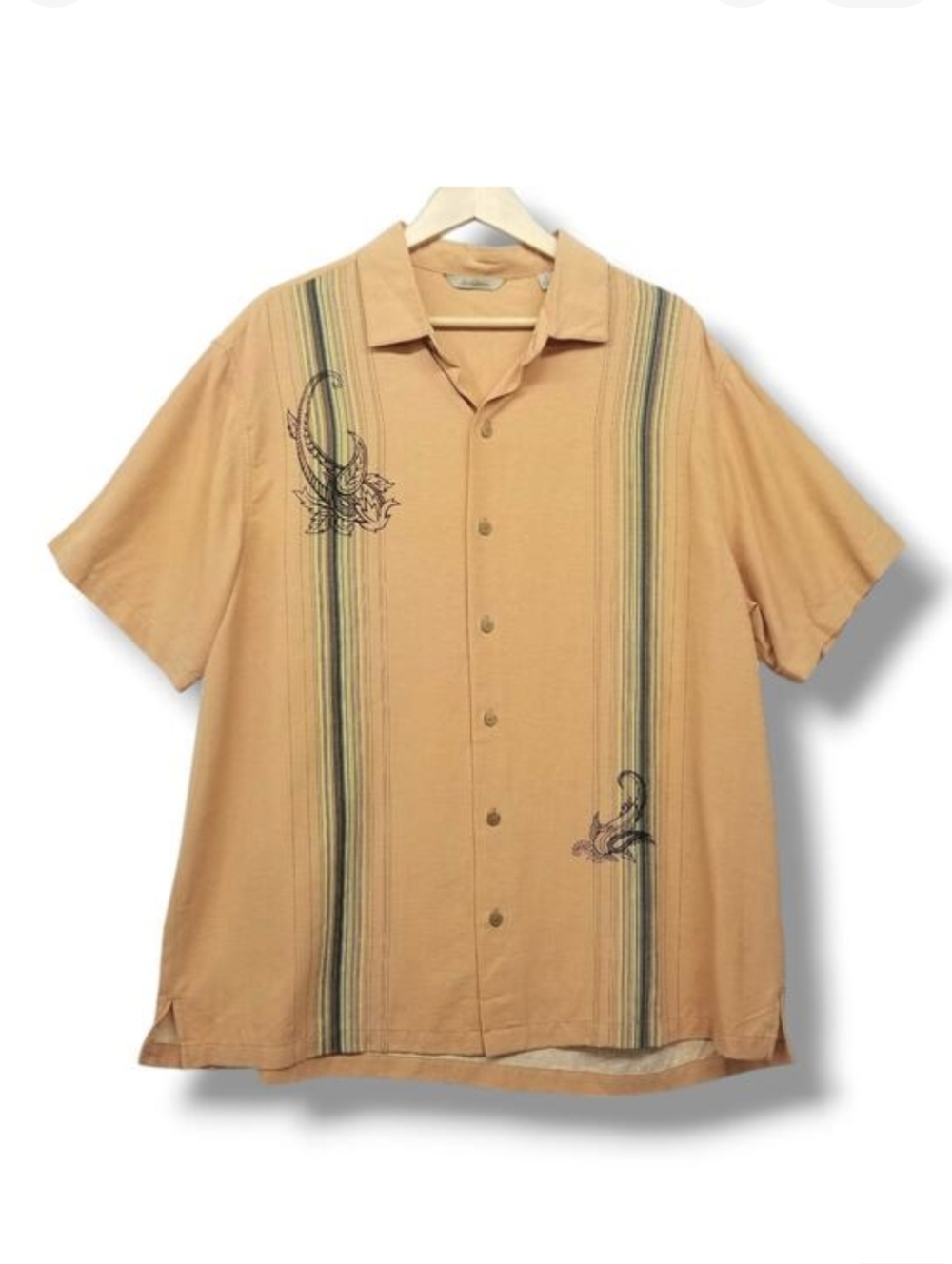 Paradise Collection Silk Button‎ Front Shirt Mens XL Orange by Tommy Bahama